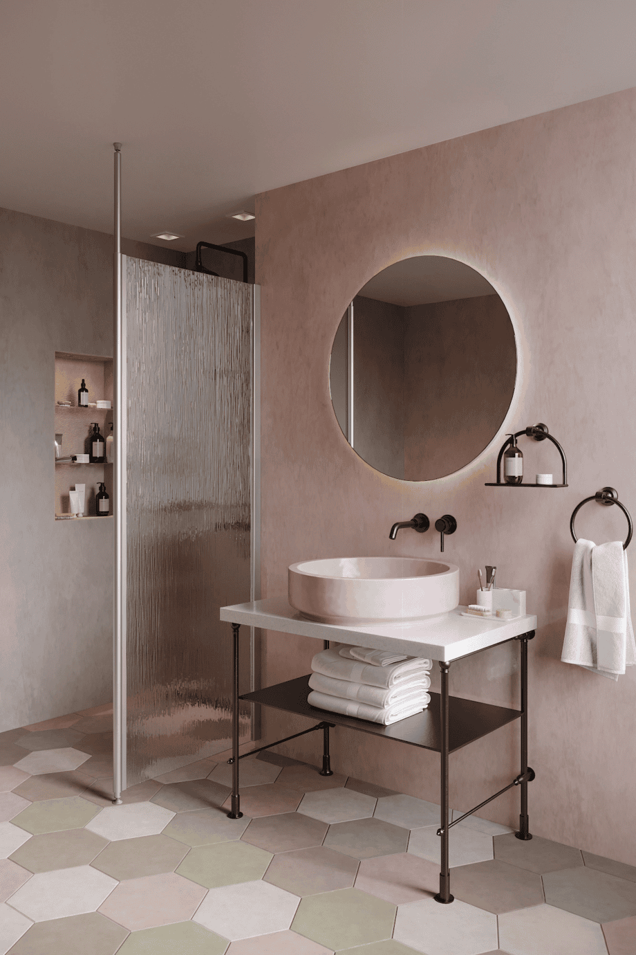 Shower screen with telescopic supports Hietakari Infinia 111, aluminium frame, Chinchilla patterned glass Shower screen with telescopic supports Hietakari Infinia 111, aluminium frame, Chinchilla patterned glass