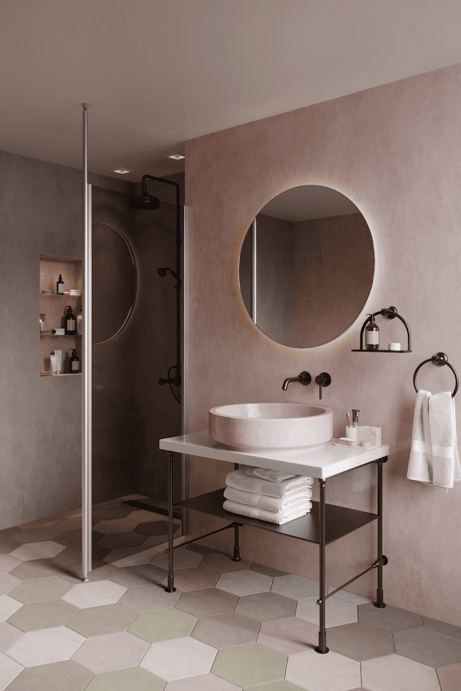 Shower screen with telescopic supports Hietakari Infinia 111, aluminium frame, grey tinted glass Shower screen with telescopic supports Hietakari Infinia 111, aluminium frame, grey tinted glass