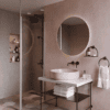 Shower screen with telescopic supports Hietakari Infinia 111, aluminium frame, clear glass Shower screen with telescopic supports Hietakari Infinia 111, aluminium frame, clear glass