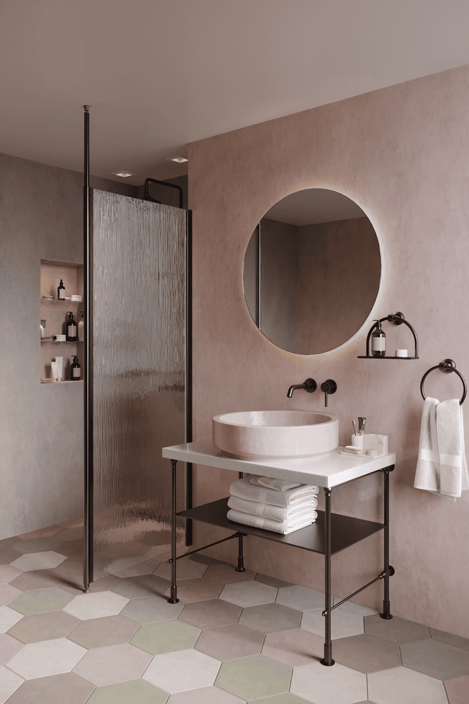 Shower screen with telescopic supports Hietakari Infinia 111, black frame, Chinchilla patterned glass Shower screen with telescopic supports Hietakari Infinia 111, black frame, Chinchilla patterned glass