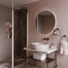 Shower screen with telescopic supports Hietakari Infinia 111, white frame, grey tinted glass Shower screen with telescopic supports Hietakari Infinia 111, white frame, grey tinted glass