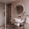 Shower screen with telescopic supports Hietakari Infinia 111, white frame, clear glass Shower screen with telescopic supports Hietakari Infinia 111