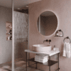 Shower screen with fixed front post Hietakari Infinia 112, aluminium frame, Chinchilla patterned glass