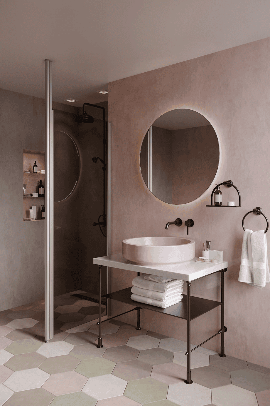 Shower screen with fixed front post Hietakari Infinia 112, aluminium frame, grey tinted glass