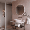 Shower screen with fixed front post Hietakari Infinia 112, aluminium frame, satin frosted glass