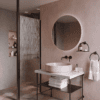 Shower screen with fixed front post Hietakari Infinia 112, black frame, Chinchilla patterned glass