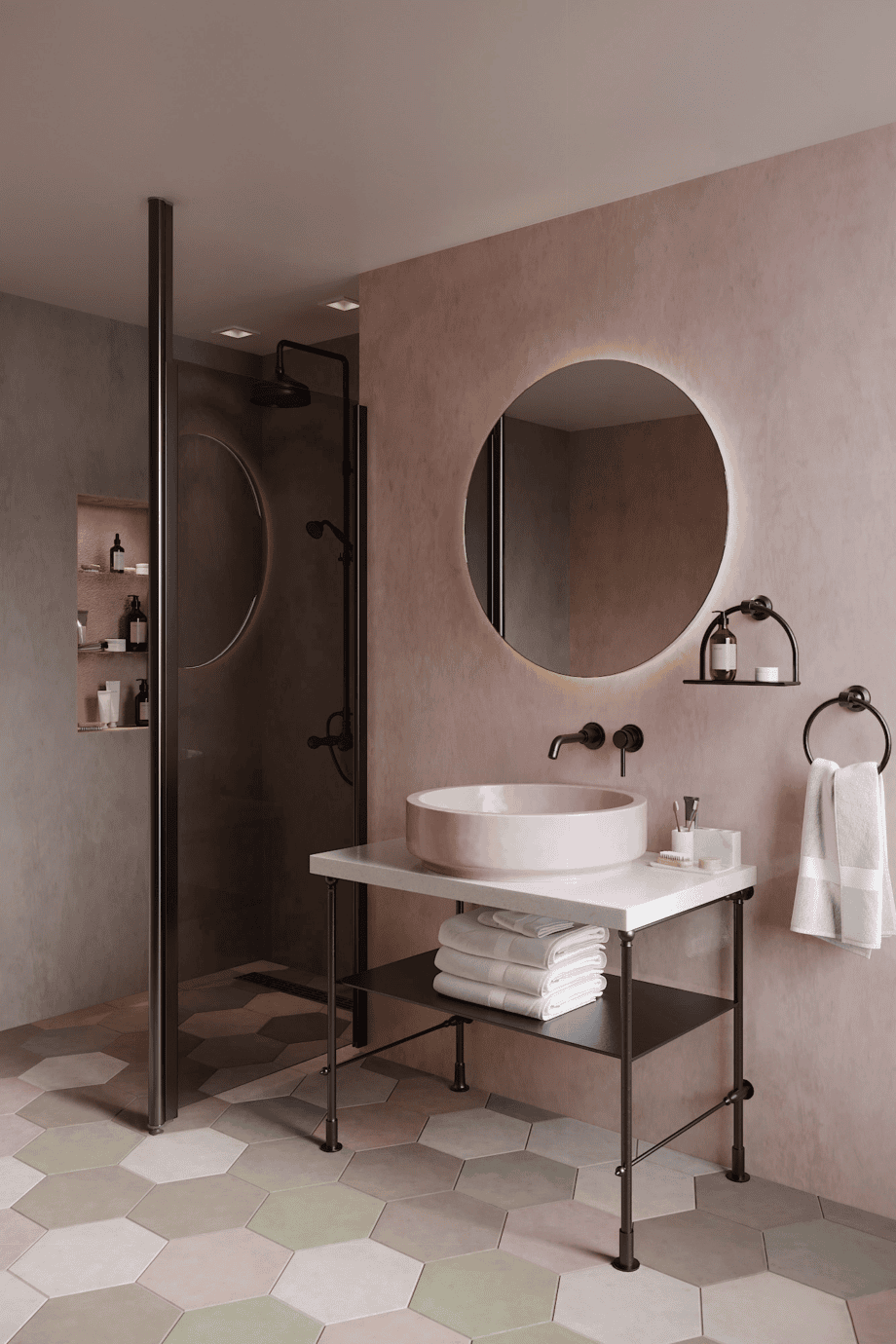 Shower screen with fixed front post Hietakari Infinia 112, black frame, grey tinted glass