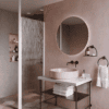 Shower screen with fixed front post Hietakari Infinia 112, white frame, Chinchilla patterned glass
