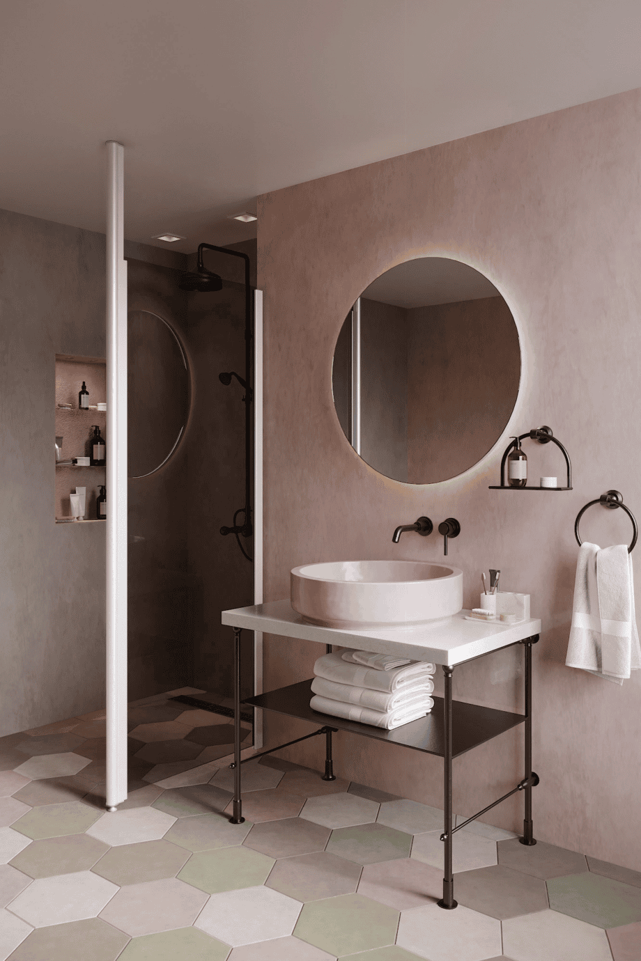Shower screen with fixed front post Hietakari Infinia 112, white frame, grey tinted glass