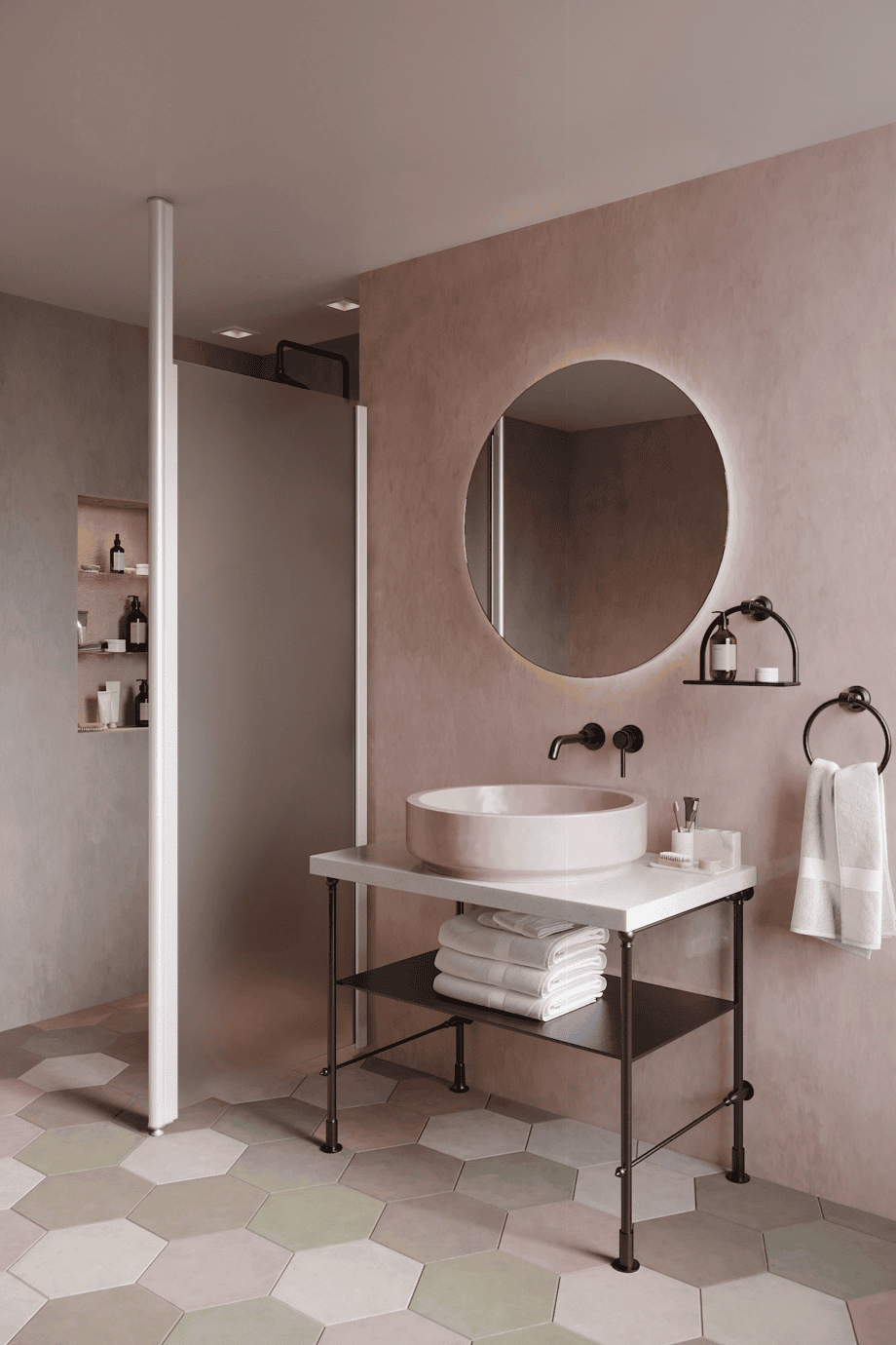 Shower screen with fixed front post Hietakari Infinia 112, white frame, satin frosted glass