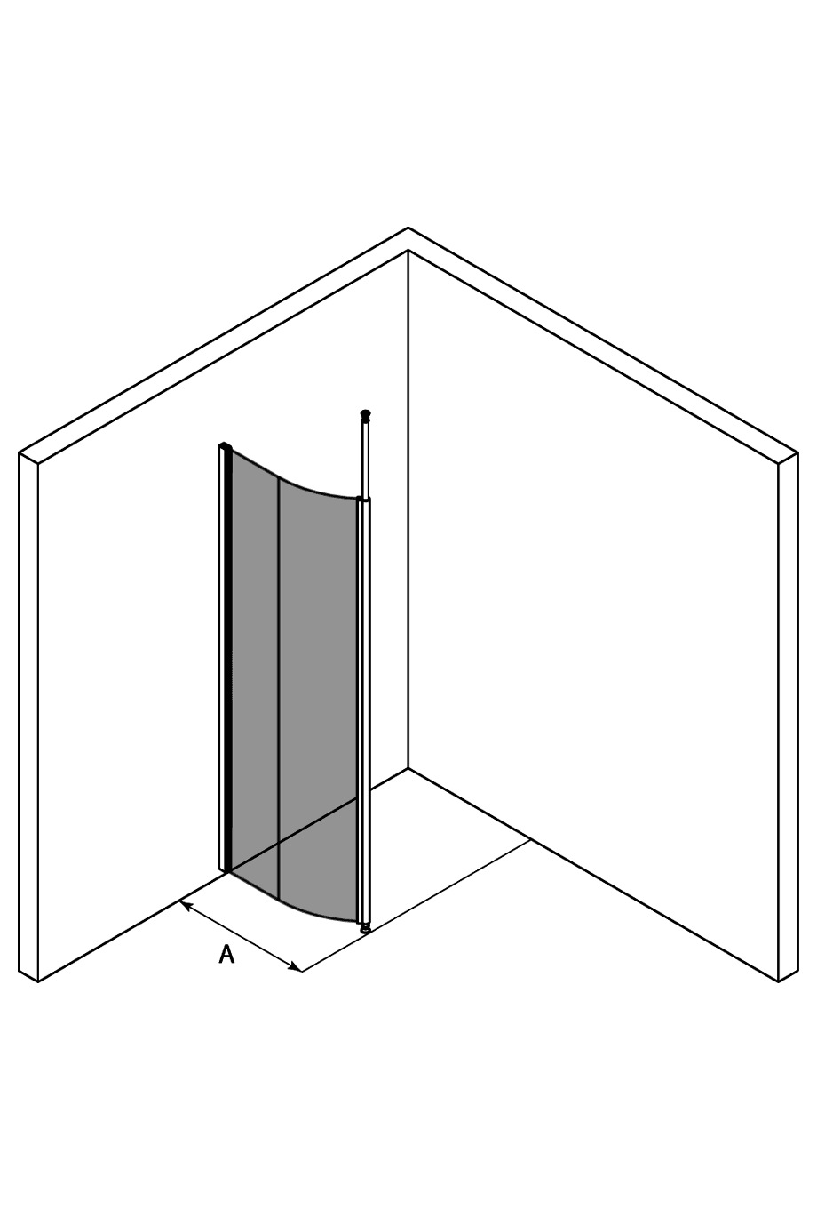 Curved shower screen with telescopic support Hietakari Infinia 121 – 3