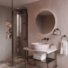 Curved shower screen with telescopic support Hietakari Infinia 121, black frame, clear glass Curved shower screen with telescopic support Hietakari Infinia 121 – 5