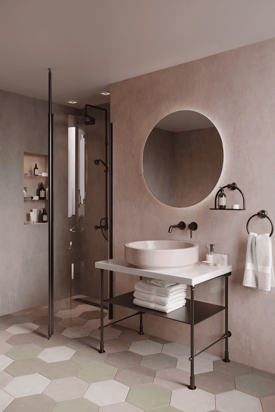 Curved shower screen with telescopic support Hietakari Infinia 121, black frame, clear glass Curved shower screen with telescopic support Hietakari Infinia 121 – 5