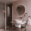 Curved shower screen with telescopic support Hietakari Infinia 121, white frame, grey tinted glass Curved shower screen with telescopic support Hietakari Infinia 121, white frame, grey tinted glass