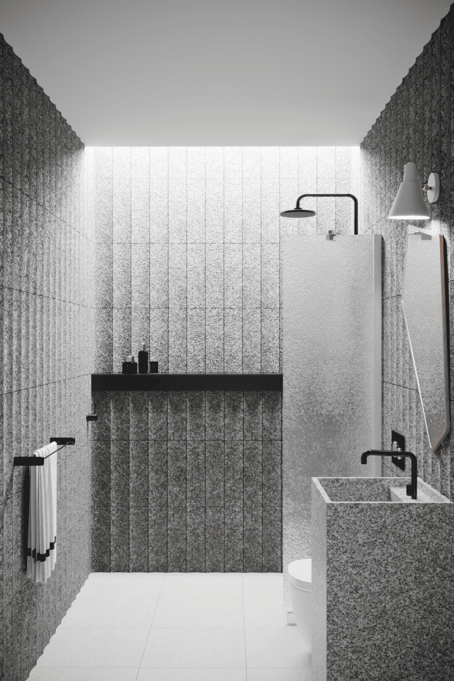 Fixed shower screen Hietakari Infinia 211, aluminium frame, Chinchilla patterned glass Fixed shower screen Hietakari Infinia 211, aluminium frame, Chinchilla patterned glass