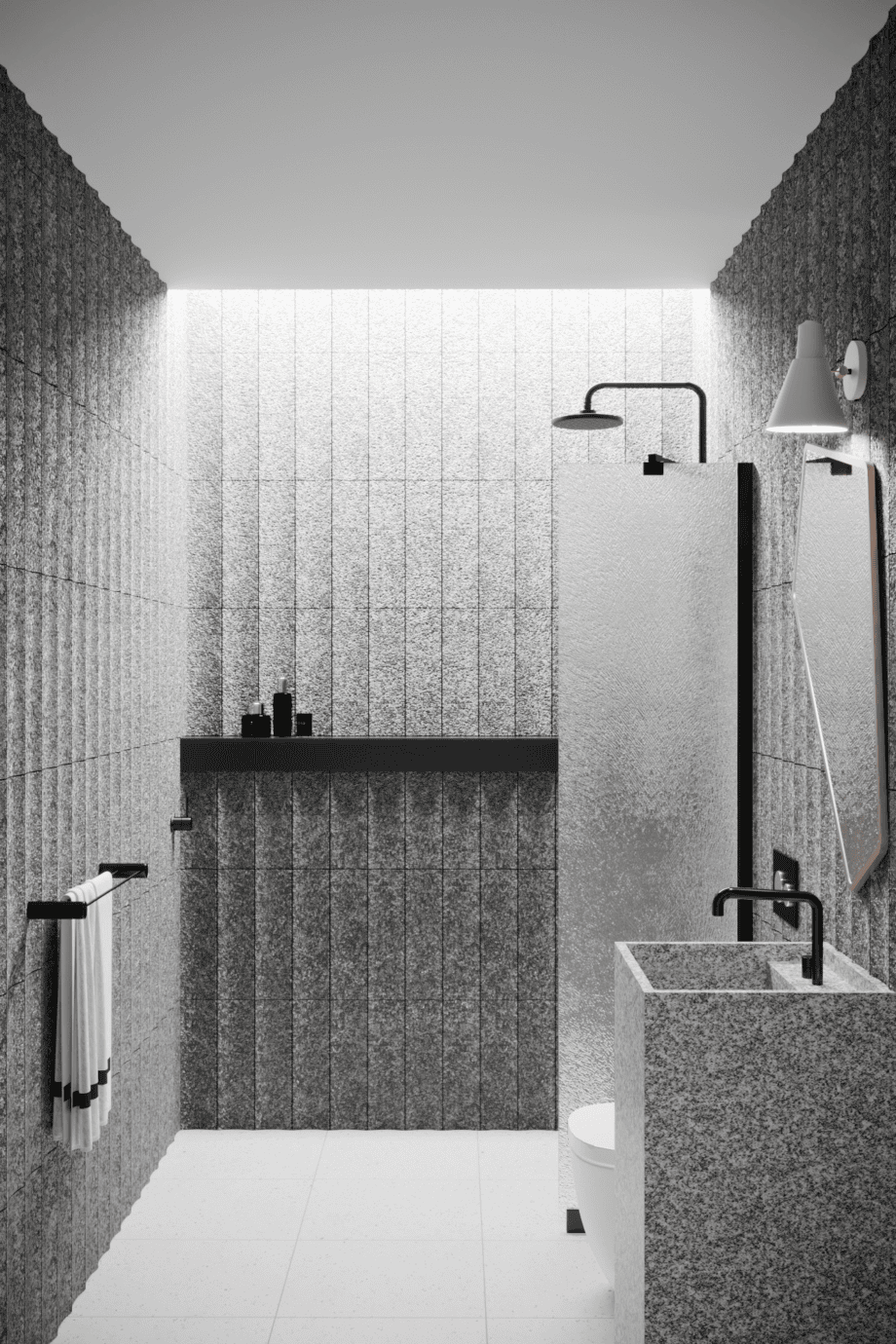 Fixed shower screen Hietakari Infinia 211, black frame, Chinchilla patterned glass Fixed shower screen Hietakari Infinia 211, black frame, Chinchilla patterned glass