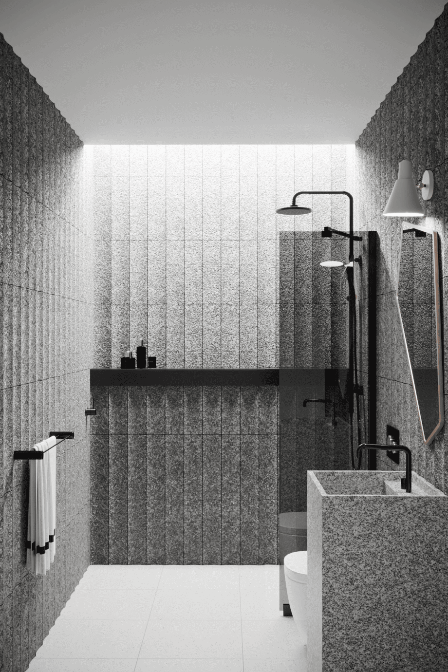 Fixed shower screen Hietakari Infinia 211, black frame, grey tinted glass Fixed shower screen Hietakari Infinia 211, black frame, grey tinted glass