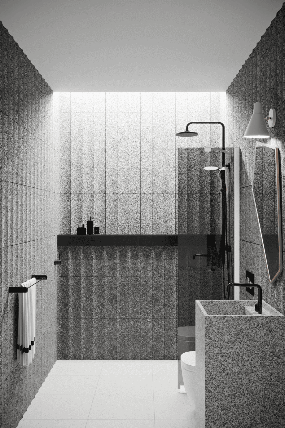 Fixed shower screen Hietakari Infinia 211, white frame, grey tinted glass Fixed shower screen Hietakari Infinia 211, white frame, grey tinted glass