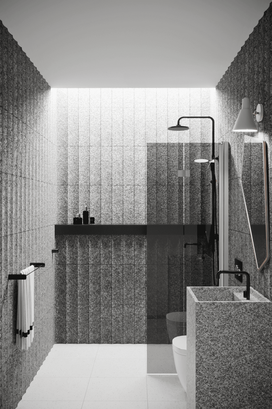 Folding shower screen Hietakari Infinia 213, aluminium frame, grey tinted glass