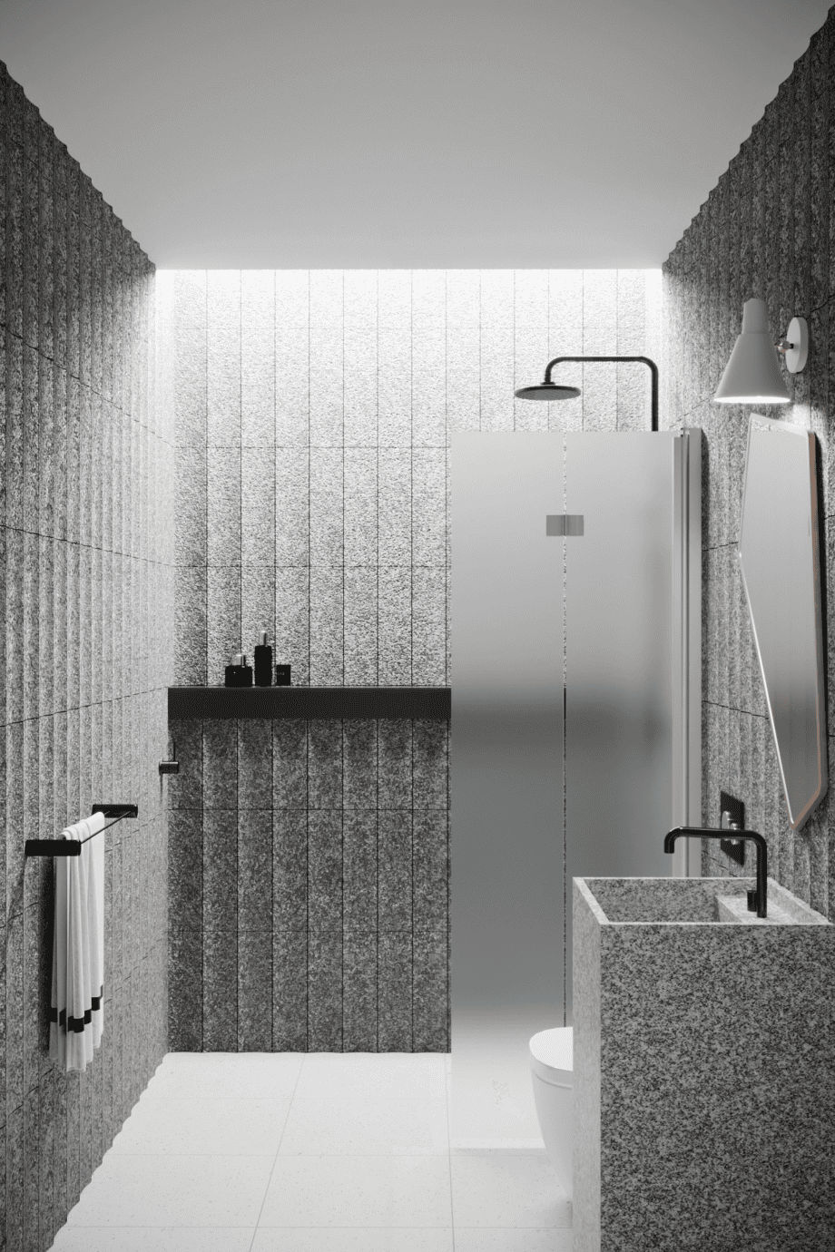 Folding shower screen Hietakari Infinia 213, aluminium frame, satin frosted glass