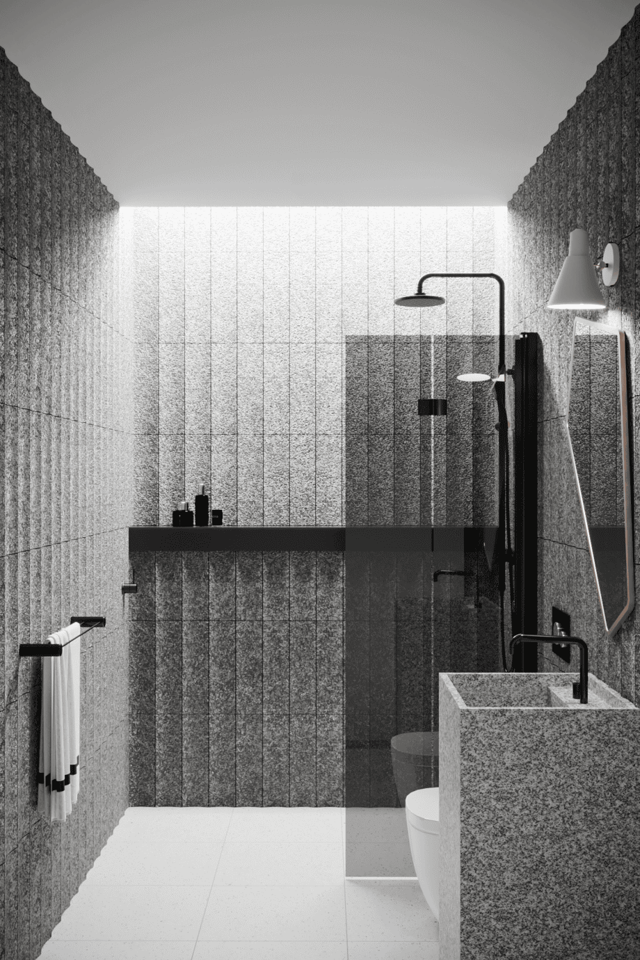 Folding shower screen Hietakari Infinia 213, black frame, grey tinted glass