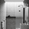 Folding shower screen Hietakari Infinia 213, black frame, satin frosted glass