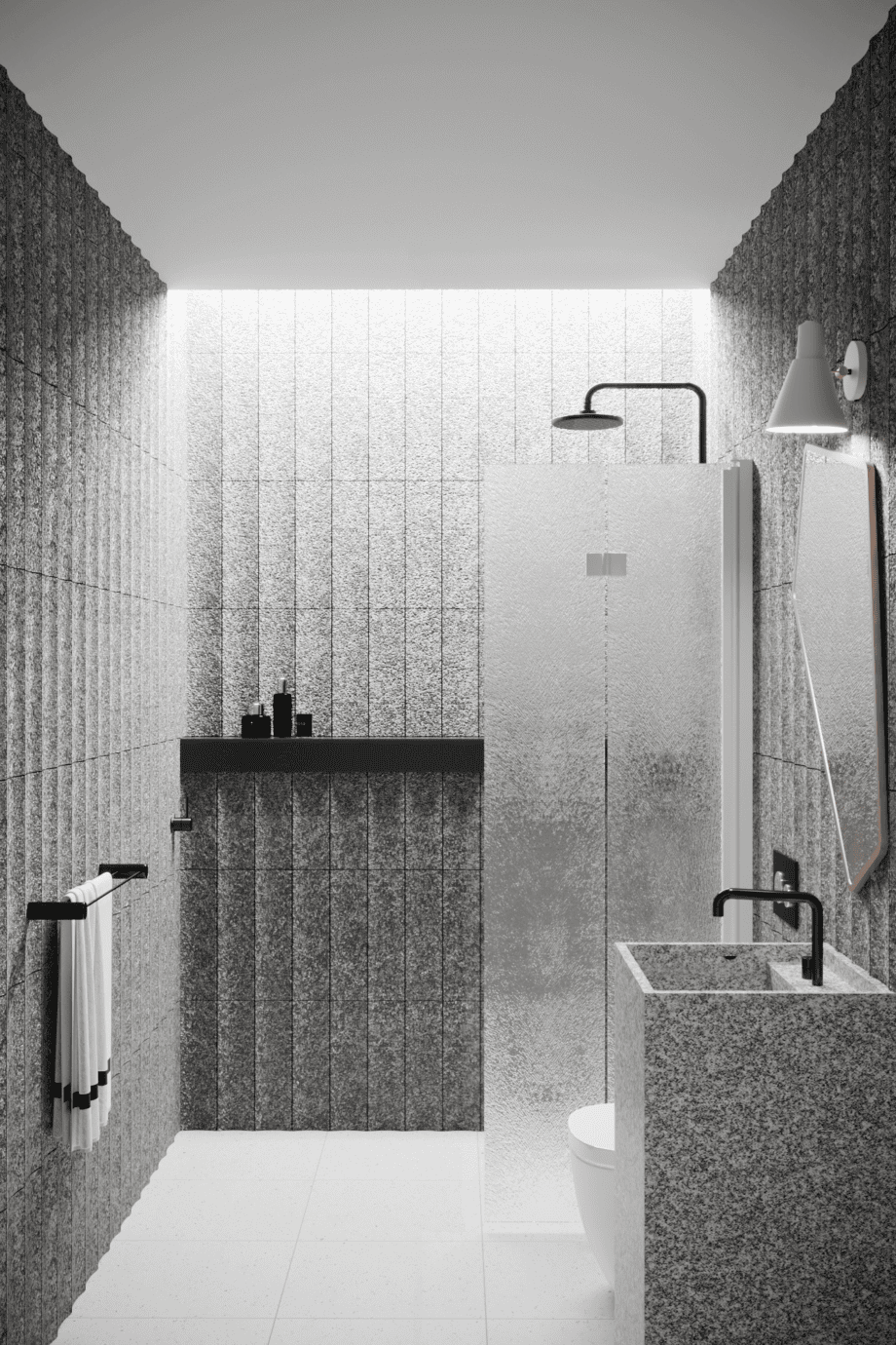 Folding shower screen Hietakari Infinia 213, white frame, Chinchilla patterned glass