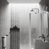 Hinged shower screen with fixed part Hietakari Infinia 214, aluminium frame, Chinchilla patterned glass