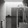 Hinged shower screen with fixed part Hietakari Infinia 214, aluminium frame, grey tinted glass
