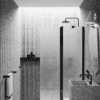 Hinged shower screen with fixed part Hietakari Infinia 214, black frame, Chinchilla patterned glass