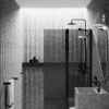 Hinged shower screen with fixed part Hietakari Infinia 214, black frame, grey tinted glass