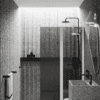 Hinged shower screen with fixed part Hietakari Infinia 214, white frame, grey tinted glass