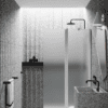 Hinged shower screen with fixed part Hietakari Infinia 214, white frame, satin frosted glass