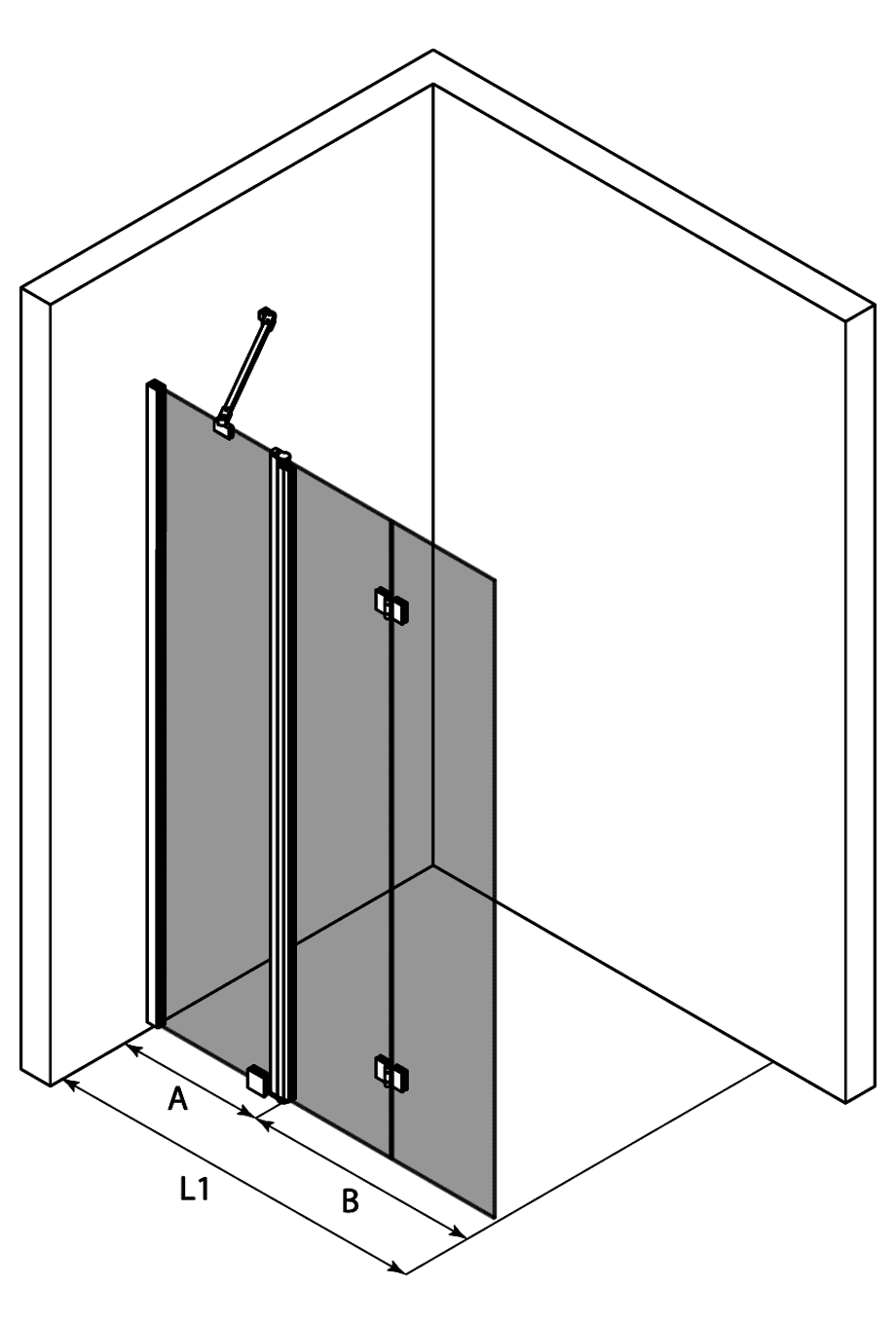 Folding shower screen with fixed part Hietakari Infinia 215 – 3