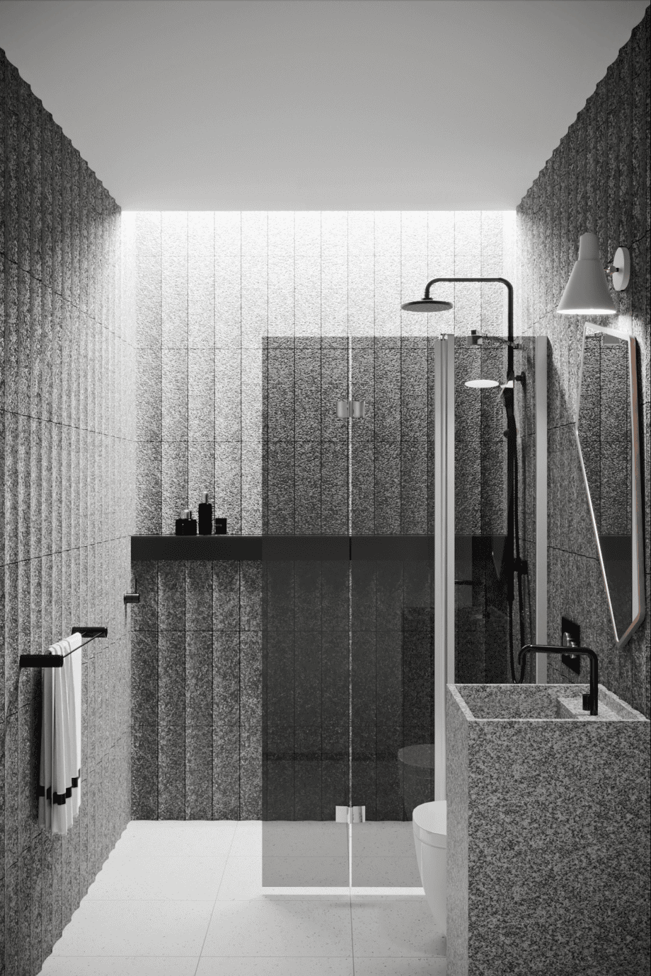 Folding shower screen with fixed part Hietakari Infinia 215, aluminium frame, grey tinted glass Folding shower screen with fixed part Hietakari Infinia 215, aluminium frame, grey tinted glass