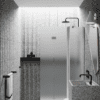 Folding shower screen with fixed part Hietakari Infinia 215, aluminium frame, satin frosted glass Folding shower screen with fixed part Hietakari Infinia 215, aluminium frame, satin frosted glass