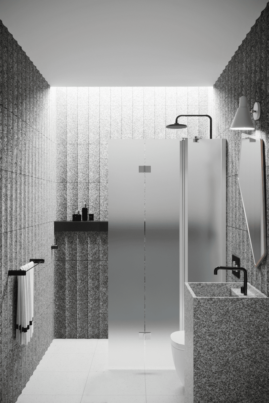 Folding shower screen with fixed part Hietakari Infinia 215, aluminium frame, satin frosted glass Folding shower screen with fixed part Hietakari Infinia 215, aluminium frame, satin frosted glass