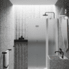 Folding shower screen with fixed part Hietakari Infinia 215, white frame, satin frosted glass Folding shower screen with fixed part Hietakari Infinia 215, white frame, satin frosted glass