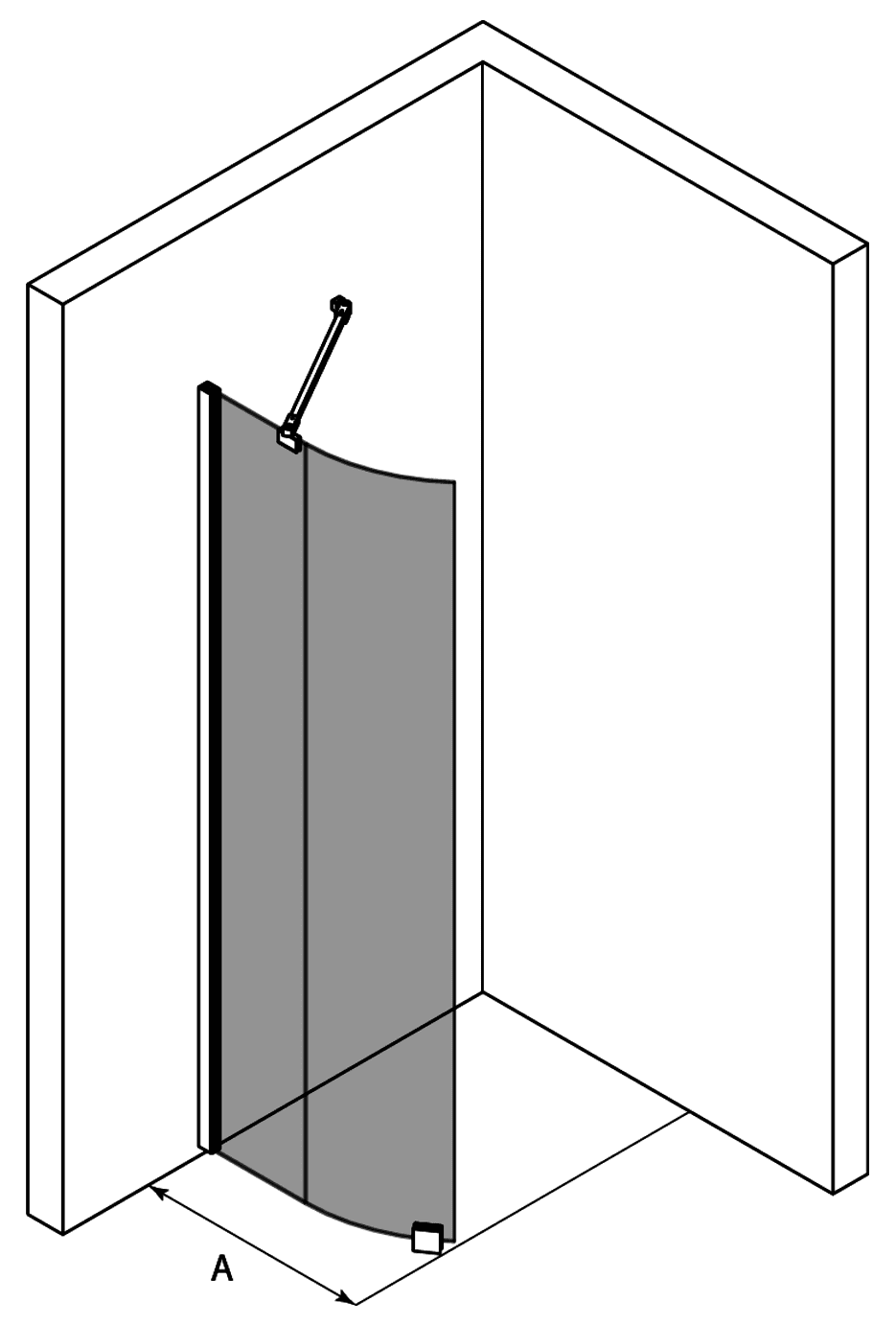 Curved fixed shower screen Hietakari Infinia 221 – 3