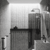 Curved fixed shower screen Hietakari Infinia 221, aluminium frame, grey tinted glass Curved fixed shower screen Hietakari Infinia 221, aluminium frame, grey tinted glass