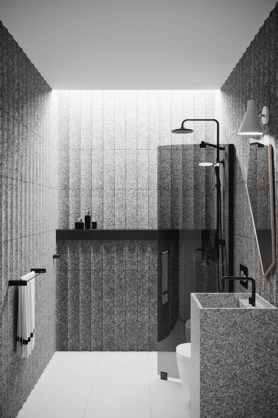 Curved fixed shower screen Hietakari Infinia 221, black frame, grey tinted glass Curved fixed shower screen Hietakari Infinia 221, black frame, grey tinted glass