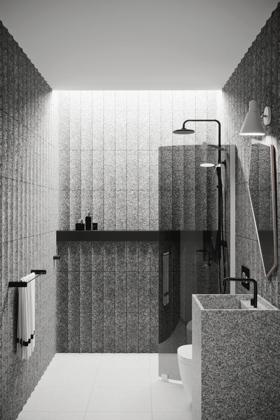 Curved fixed shower screen Hietakari Infinia 221, white frame, grey tinted glass Curved fixed shower screen Hietakari Infinia 221, white frame, grey tinted glass
