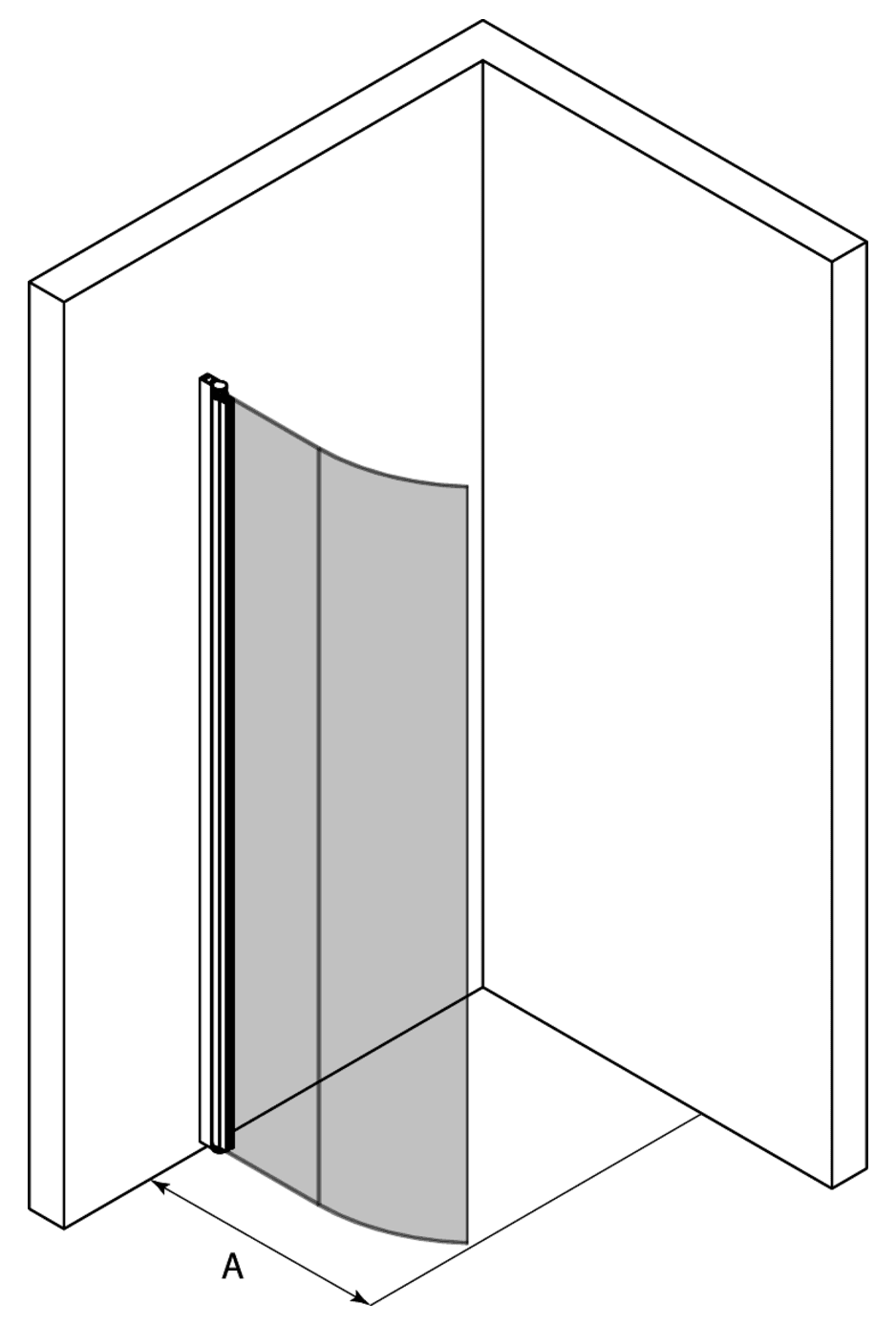 Curved hinged shower door Hietakari Infinia 222 – 3
