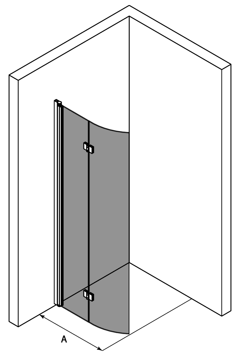 Curved folding shower screen Hietakari Infinia 223 – 3
