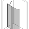 Curved hinged shower screen with fixed part Hietakari Infinia 224 – 3D drawing Curved hinged shower screen with fixed part Hietakari Infinia 224 – 3