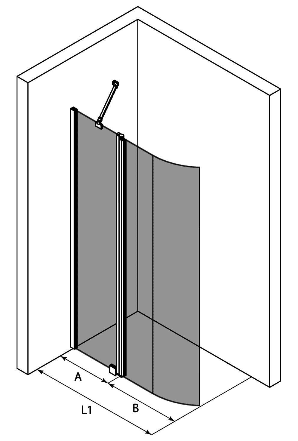 Curved hinged shower screen with fixed part Hietakari Infinia 224 – 3