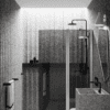 Curved hinged shower screen with fixed part Hietakari Infinia 224, aluminium frame, grey tinted glass Curved hinged shower screen with fixed part Hietakari Infinia 224, aluminium frame, grey tinted glass