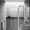 Curved hinged shower screen with fixed part Hietakari Infinia 224, aluminium frame, clear glass Curved hinged shower screen with fixed part Hietakari Infinia 224, aluminium frame, clear glass