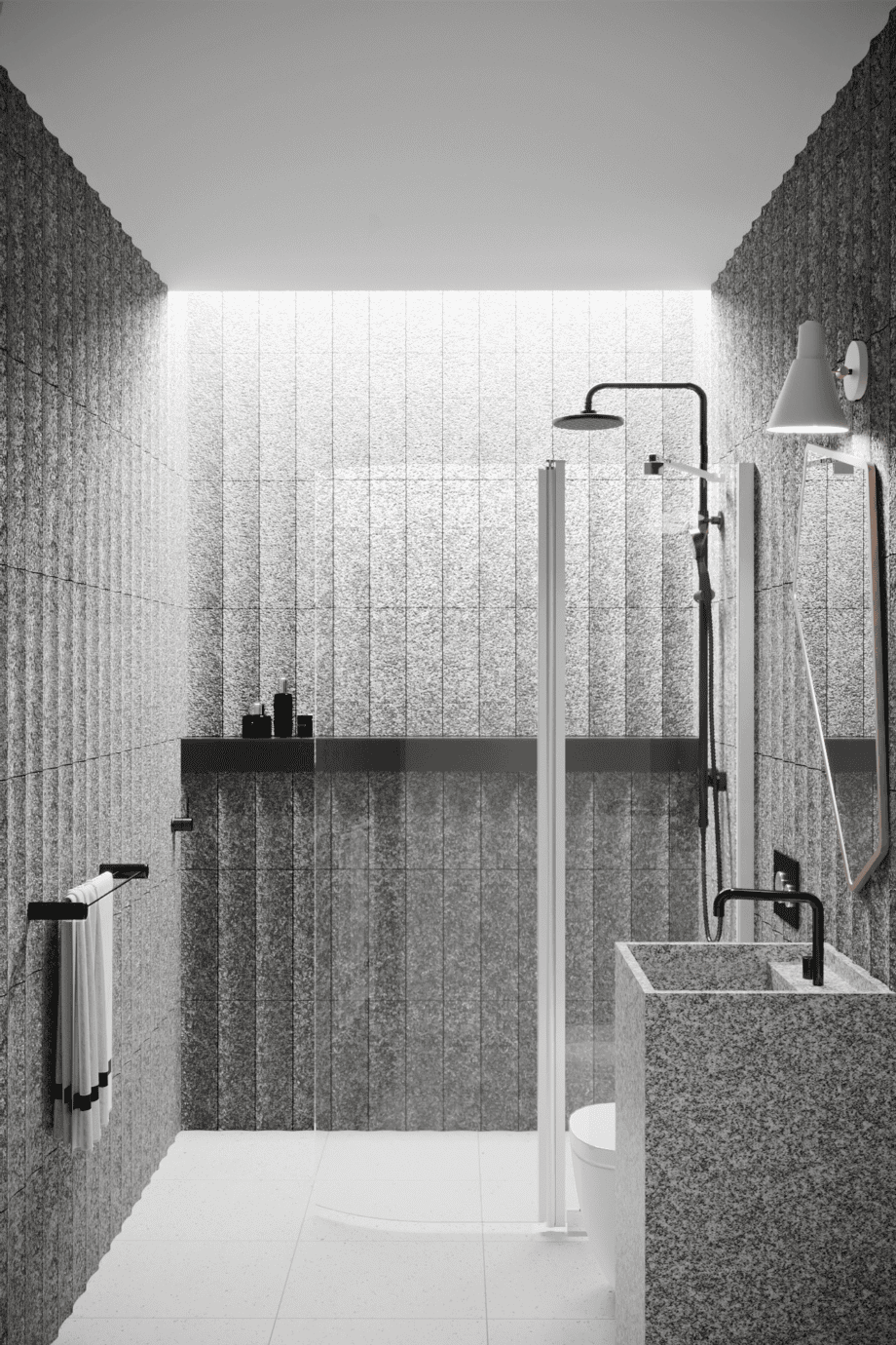Curved hinged shower screen with fixed part Hietakari Infinia 224, aluminium frame, clear glass Curved hinged shower screen with fixed part Hietakari Infinia 224, aluminium frame, clear glass
