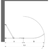 Curved hinged shower screen with fixed part Hietakari Infinia 224 – dimension drawing Curved hinged shower screen with fixed part Hietakari Infinia 224 – 2